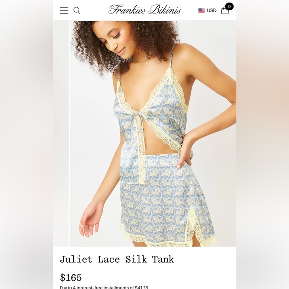NWOT Frankies Bikinis Juliet Lace Silk Tank and Boden Lace Silk Skirt Size Small - Picture 5 of 16